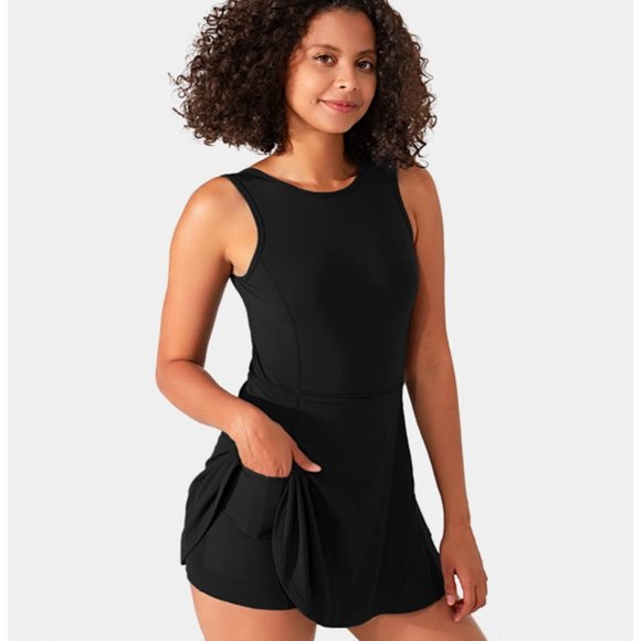 HALARA Dresses & Skirts - Halara Everyday Stretchy 2-in-1 Flare Tennis Dress Black